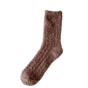 Calze a meta tubo in pile di corallo peluche da donna calde inverno accoglienti sonno marrone