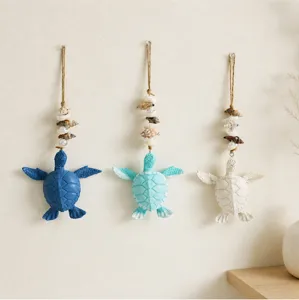 Mediterranean Sea Turtle Shell Hanging Wall Decor Coastal Theme Room Handmade Ornaments