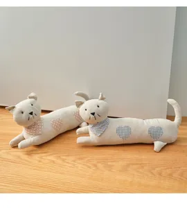 Cute fabric cat doorstop for home bedroom, decorative draught excluder door block stopper.