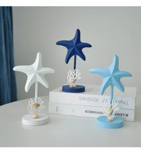 Ocean style starfish tabletop ornament wooden coastal home decor desktop display piece