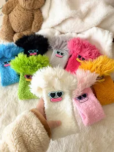 Chaussettes pelucheuses femme hiver chaud design visage drôle chaussettes douillettes