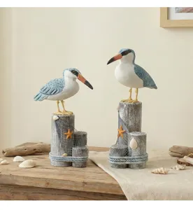 Mediterranean wooden seabird ornaments creative coastal desktop decor ocean theme home items