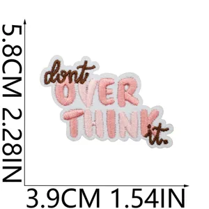 Patch brodé don't over think it badge décoratif DIY pour vêtements et vestes top