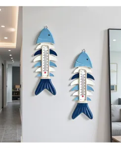 Appartenenza murale termometro scheletro di pesce in legno stile mediterraneo dettaglio.