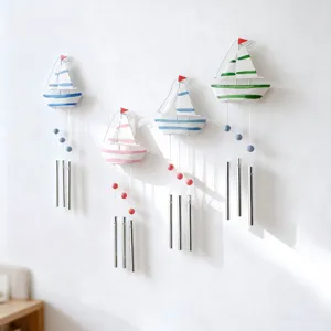 Mediterranean style creative sailboat wind chime wall hanging home decor pendant ornament