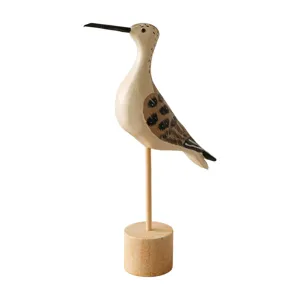 Wooden shorebird figurine minimalist animal ornament home desktop coastal decor display piece