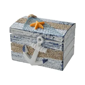 Mediterrane nautische houten opbergdoos strand stijl bureau decoratieve ornamenten