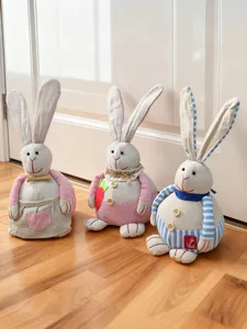 Cute fabric rabbit door stopper linen plush toy easter decoration home room decor gift set