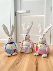 European cute linen fabric rabbit door stop and decorative plush doll for Easter gift.