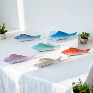 Mediterranean Style Creative Wooden Small Fish Ornament Handmade Desktop Decoration Living Room Home Decor Gift
