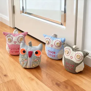 Fabric owl door stop decorative cute animal doorstop heavy stop for home bedroom interior