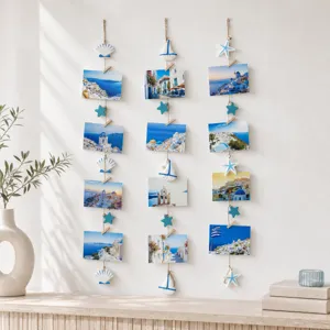 Decoration Murale Photo Style Mediterraneen Theme Marin Etoile de Mer Coquillage Pince Photo Pendentif Decoration Murale Maison