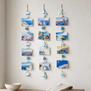 Décoration murale photo méditerranéenne avec coquillages et étoiles de mer pour maison.