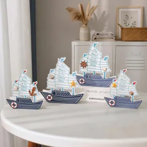 Mediterranean wooden sailboat decor set coastal nautical table centerpiece for home room shelf
