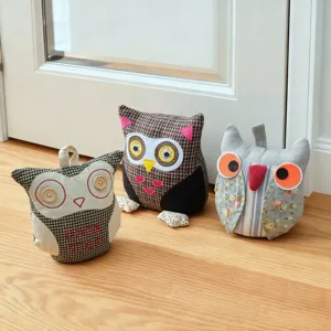 Fabric owl doorstop, cute decorative door stopper, heavy stop for home bedroom decor.
