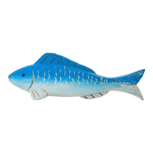 Handmade wooden fish figurine, Mediterranean style desktop decor for home and children room.