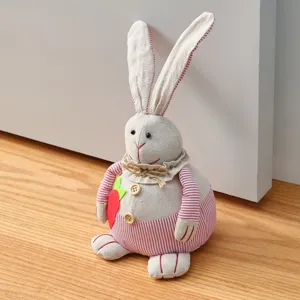 Cute linen fabric rabbit door stop stuffed animal plush toy for Easter home decor gift