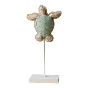 Mediterranean wooden sea turtle decorative ornament tabletop desktop craft figurine display item