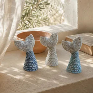 Mediterranean Resin Mermaid Tail Ornaments Desktop Home Decor Crafts Set of Three