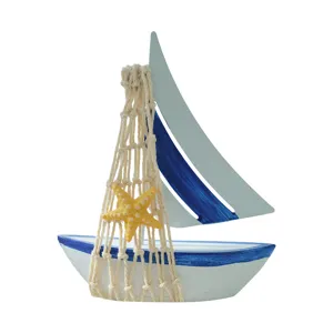 Mediterranean style wooden sailboat model nautical desktop decoration home decor ornament