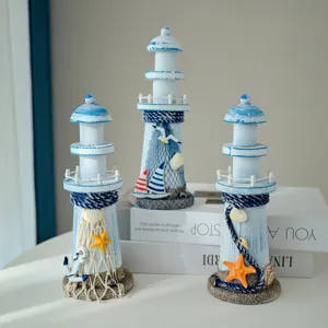 Stile mediterraneo faro in legno decorazione da tavolo creativo tema oceano set 3pz