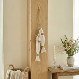 Suspension murale en bois massif poisson style méditerranéen décoration maison corde chanvre