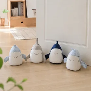 Cute shark door stop plush toy cartoon door stopper home decor safety door wedge for kids room