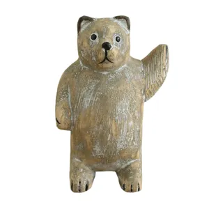 Statua di orso in legno massiccio intagliato nordico vintage decorazione casa e ufficio