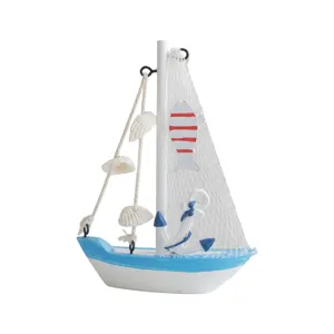Mittelmeer Mini Segelboot Modell in blau und weiss Tisch Dekoration handgemachte Schiff