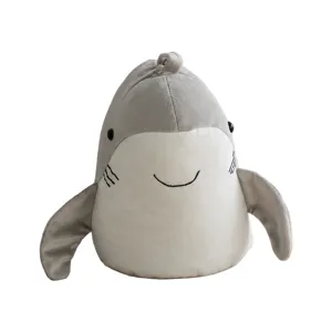 Cute shark plush door stopper, soft cartoon door wedge anti-slam guard for home nursery.