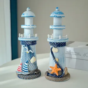 Decorazione da tavolo faro in legno stile mediterraneo arredamento nautico costiero