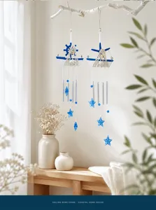 Carillón de Viento de Velero Costero Decoración Colgante para Balcón y Hogar