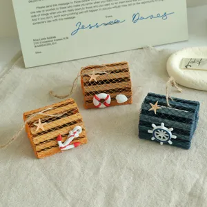 Adornos de Jaula de Camarones y Cangrejos de Caja de Madera de Estilo Mediterráneo Elementos Marinos Náuticos Decoración de Escritorio Accesorios de Fotografía