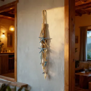 Style Méditerranéen Corde de Chanvre Étoile de Mer Coquillage Tenture Murale Maison Salon Restaurant Mur de Fond Pendentif