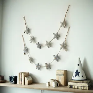 Ghirlanda di stelle in tessuto decorazione murale cameretta cotone appendere ornamento