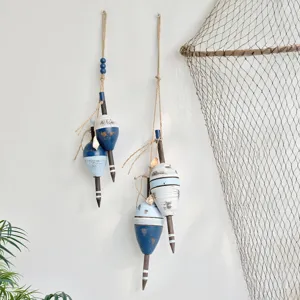 Décoration murale suspendue en bois rustique flotteur de pêche nautique accessoire