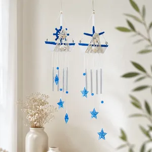 Carillón Viento Velero Estilo Mediterráneo Decoración Colgante Estrella Concha Balcón