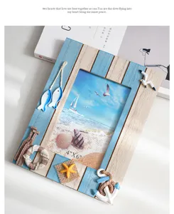 Mediterranean style wooden photo frame 6 inch marine desktop decor home picture frame.
