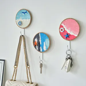 Ganchos de pared creativos de estilo mediterráneo textura de arena decorativa para el hogar