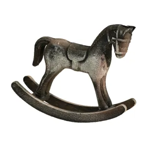Vintage wooden rocking horse figurine for home tabletop decor and desktop ornaments.