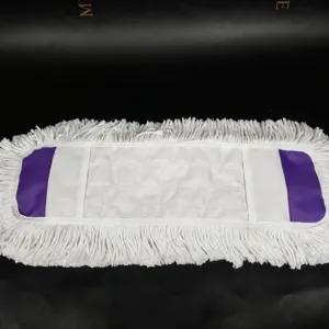 Vervangende vlakke mopkop witte katoenen franjes stofmop hoes voor 42x12cm plaat
