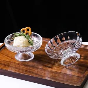 Coupe a glace en verre transparent avec pied bol a dessert pour fetes et reception