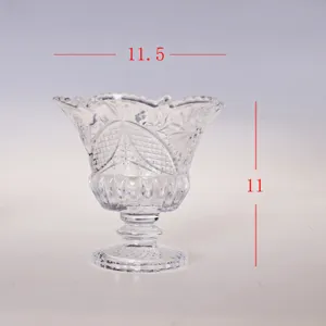 Coupe a dessert sur pied en verre transparent coupe glace design relief classique