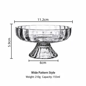 Coupe à glace en verre transparent et bol à dessert avec pied et larges rayures