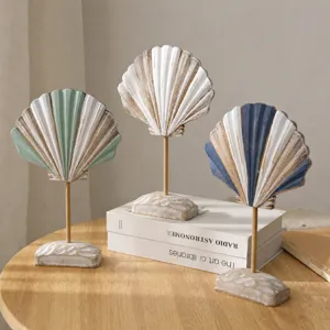 Stile Mediterraneo Ornamento di Conchiglia in Legno Decorazione da Tavolo Per Casa Soggiorno Mobile TV