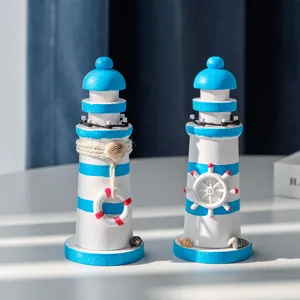 Faro in legno mediterraneo decorazione da tavolo per la casa e accessori nautici.