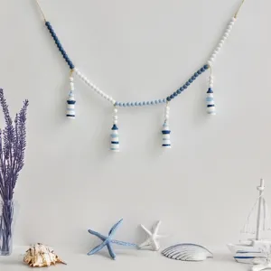 Ghirlanda di perline di legno nautico faro decorazione murale stile mediterraneo casa.