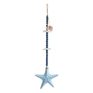 Mediterranean style wooden blue white starfish wall hanging decoration home decor ornament