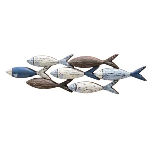 Mediterrane 3D Hol Fischschwarm Wandbehang Dekoration fuer Zuhause Zimmer Restaurant innen.
