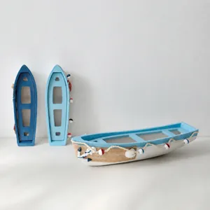 Mediterranean wooden boat model nautical marine style desktop decoration ornament for home decor